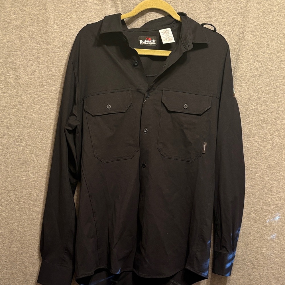 Bulwark Black Mens Fire Resistant Long Sleeve Work Shirt